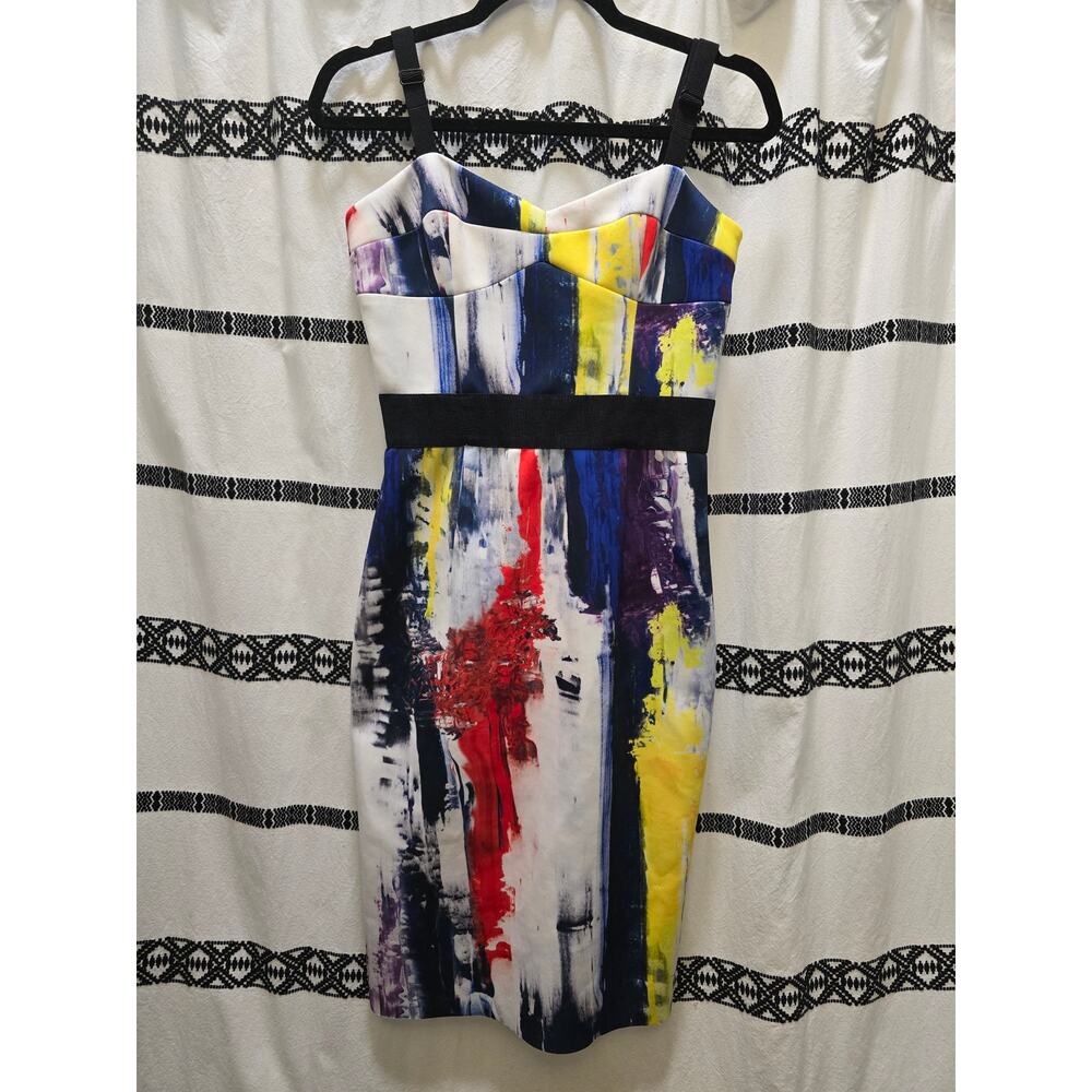 Milly graffiti‎ bodycon bustier dress adjustable straps exposed zipper size 6